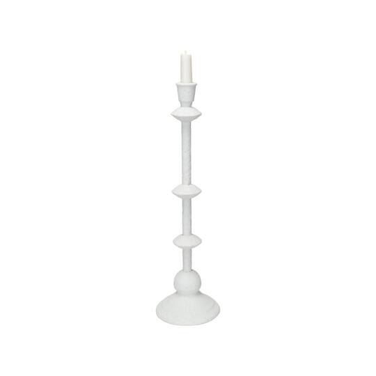Hello Honey® Antique White Sand Finish Tall Metal Taper Candle Holder